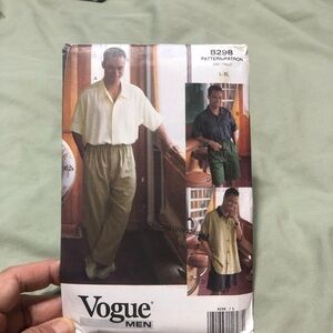 Vogue 8298 - l-xl men’s shirt, shorts and pants- uncut